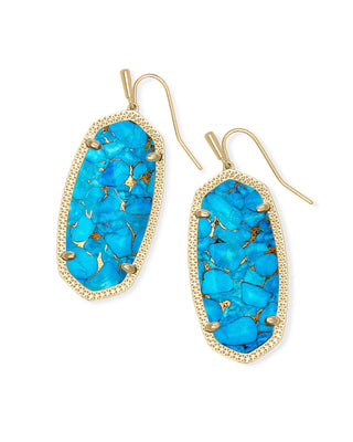 Elle Gold Drop Earrings in Bronze Veined Turquoise