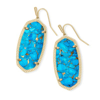 4217714787 - Elle Gold Drop Earrings in Bronze Veined Turquoise