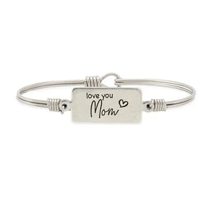 Mom Silver Bangle Bracelet