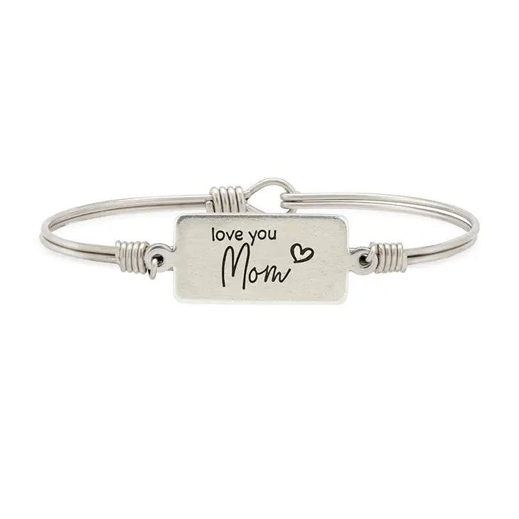 Mom Silver Bangle Bracelet
