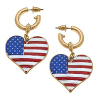 Patriotic Enamel Heart Earrings