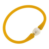 Bali Freshwater Pearl Silicone Bracelet in Cantaloupe