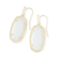 Dani Gold Drop Earrings in White Opal