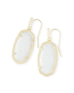 Dani Gold Drop Earrings in White Opal