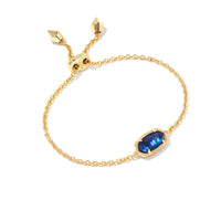 Elaina Gold Adjustable Chain Bracelet in Navy Abalone