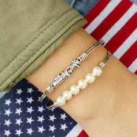 Military Wife Silver Bangle Bracelet
