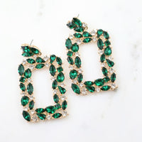Sondra Square Jeweled Earring Emerald