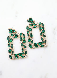 Sondra Square Jeweled Earring Emerald