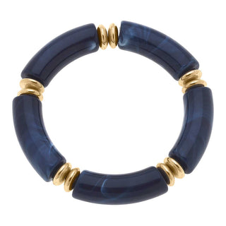 Lelani Resin Disc Stretch Bracelet in Wedgewood Navy