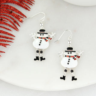 Dangle Leg Snowman Earrings