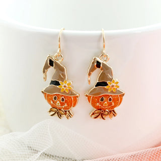 Pumpkin Scarecrow Head Earrings