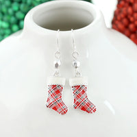 Plaid Stocking Earrings