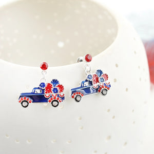 Patriotic Fireworks Truck Earrings