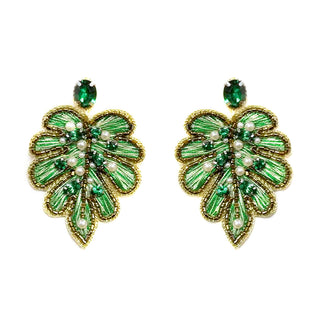 Beaded Earrings: Palm Frond