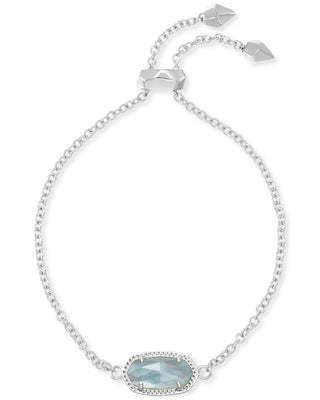Style | Delicate Elaina chain bracelet
Colorway | Silver in Light Blue Illusion
Adjustment | Adjustable slider
Pendant | 0.38 inches long x 0.75 inches wide
Circumference | 9 inches
Brand | Kendra Scott