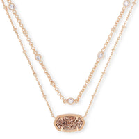 Elisa Rose Gold Multi Strand Necklace in Rose Gold Drusy