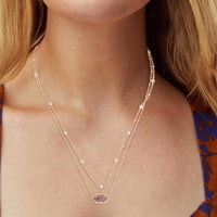 Elisa Rose Gold Multi Strand Necklace in Rose Gold Drusy
