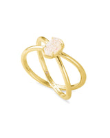 Emilie Double Band Ring Gold in Iridescent Drusy
