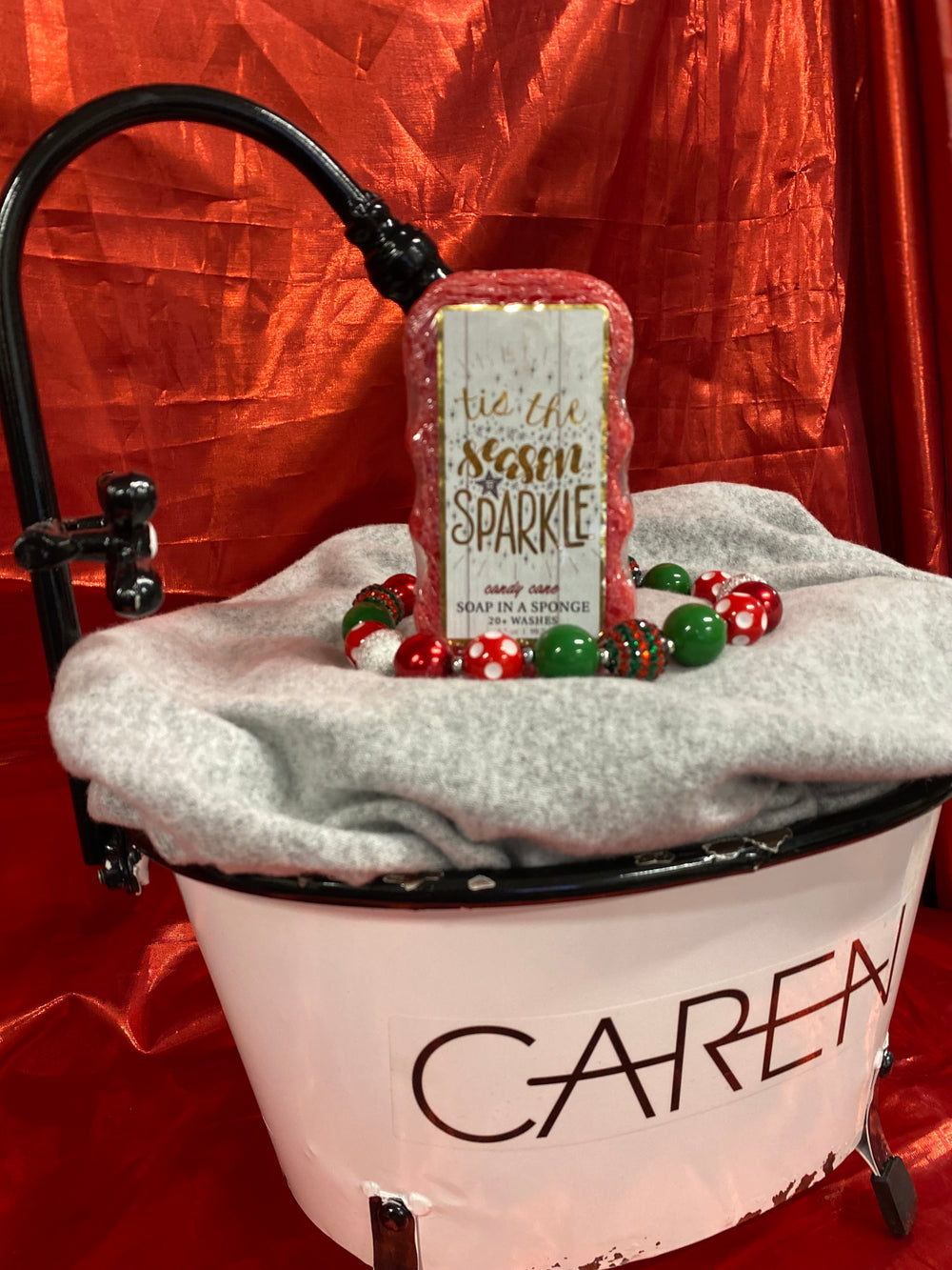 Sparkle Candy Cane Soap in a Sponge