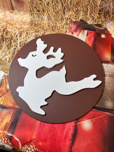 Home Sign Insert - Flying Rudolph Brown