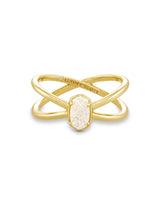 Emilie Double Band Ring Gold in Iridescent Drusy
