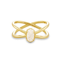 Emilie Double Band Ring Gold in Iridescent Drusy