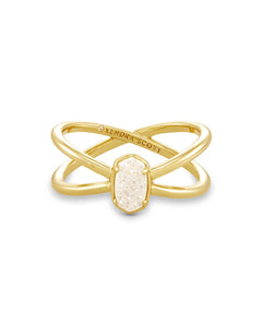 Emilie Double Band Ring Gold in Iridescent Drusy