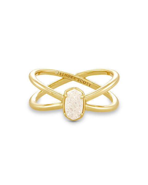 Emilie Double Band Ring Gold in Iridescent Drusy