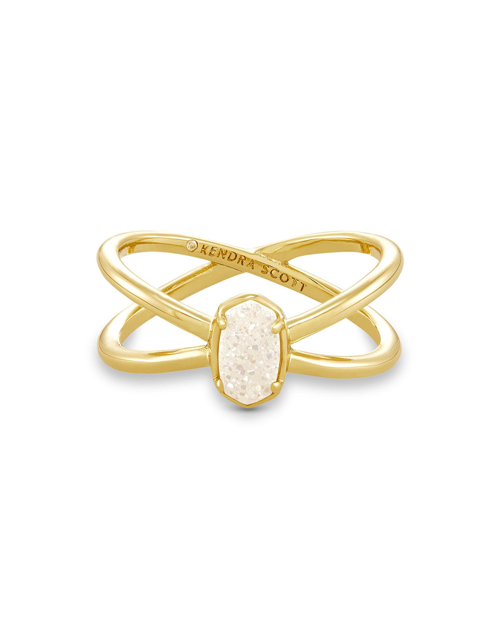 Emilie Double Band Ring Gold in Iridescent Drusy