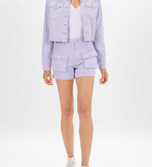 Judy Blue - High-Rise Lavender Cargo Shorts
