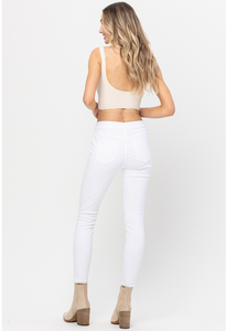 Mid-Rise White Pull On Jeggings