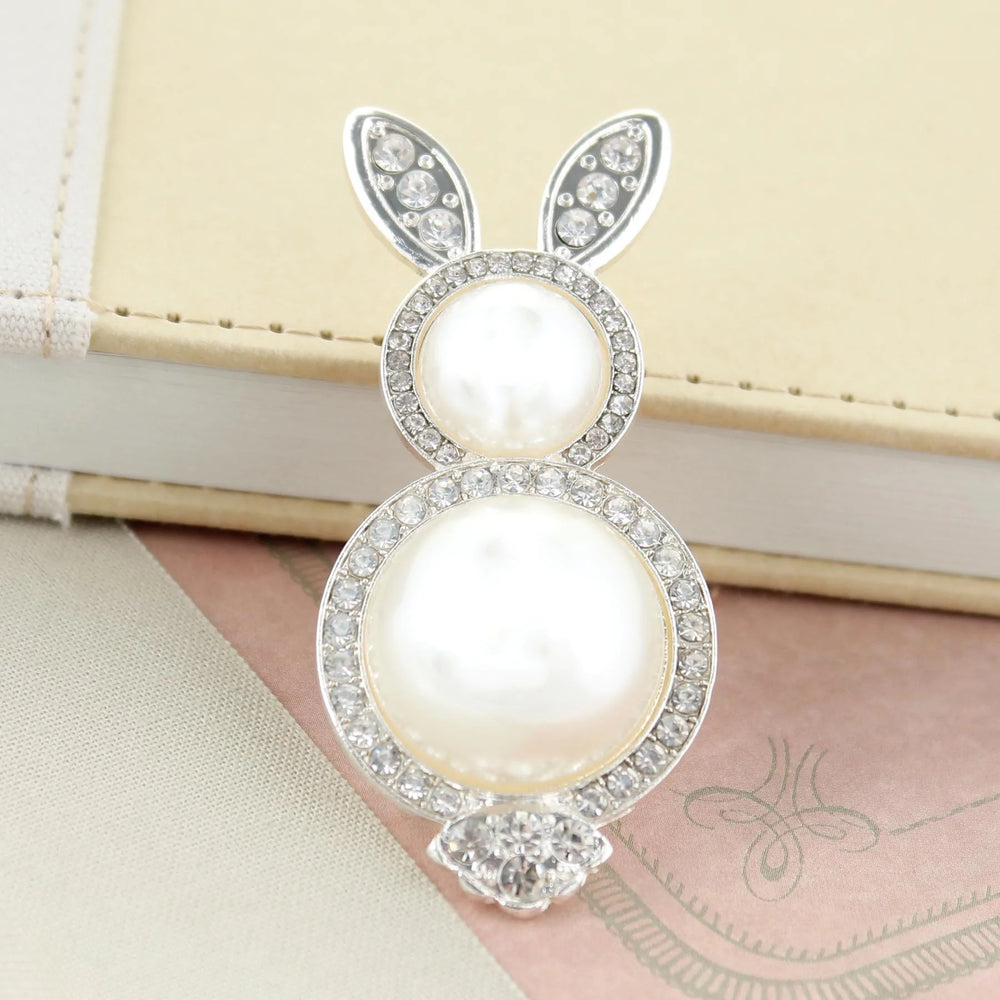 Pearl & Crystal Bunny Pin/Pendant
