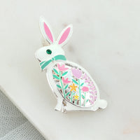 Floral Cutout Bunny Pin/Pendant