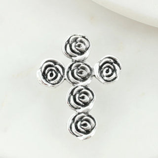 Silver Rose Cross Pendant