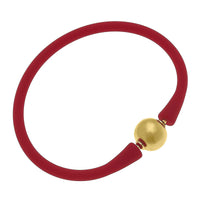 Bali 24K Gold Plated Bead Silicone Bracelet Red