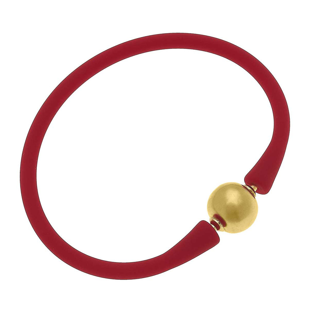 Bali 24K Gold Plated Bead Silicone Bracelet Red