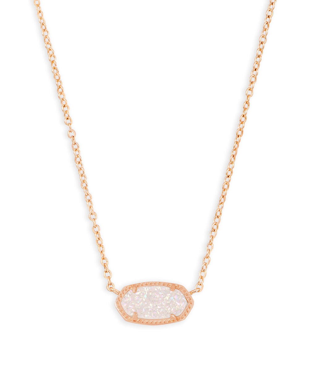 Elisa Rose Gold Pendant in Iridescent Drusy