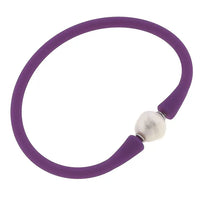 Bali Freshwater Pearl Silicone Bracelet in Purple