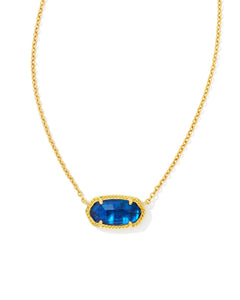Elisa Gold Pendant Necklace in Navy Abalone