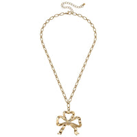 Greyson Bow Pendant Necklace in Worn Gold