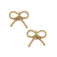 Maddie Bow Stud Earrings in Worn Gold