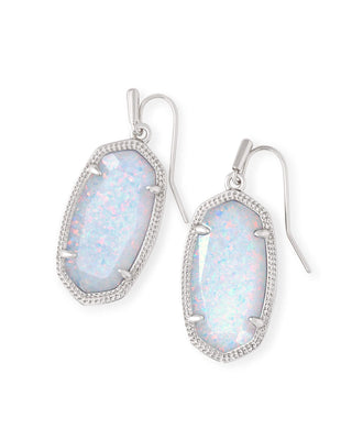 Dani Silver Drop Earrings in White Opal