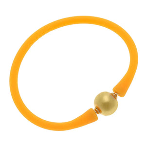 Bali 24K Gold Plated Bead Silicone Bracelet Neon Orange