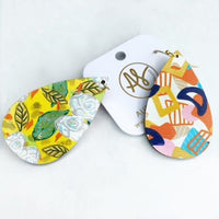 Reversible - Yellow White Rose and Tumbling Shapes Cream Earring
