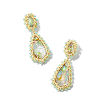 Beaded Camry Gold Statement Earrings in Iridescent Mix