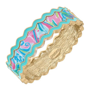 Annalise Tropical Statement Hinge Bangle in Blue
