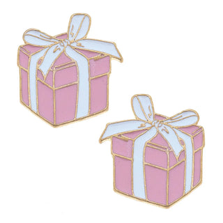 Pink Millie Enamel Present Stud Earrings