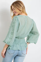 Sage Blue Chiffon Sparkle Top
