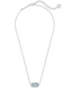 Elisa Silver Pendant Necklace in Light Blue Illusion