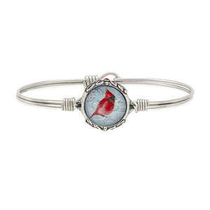 Vintage Red Cardinal Silver Bangle Bracelet